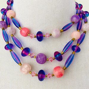 Vintage 1950s 1960s Purple Bead Necklace